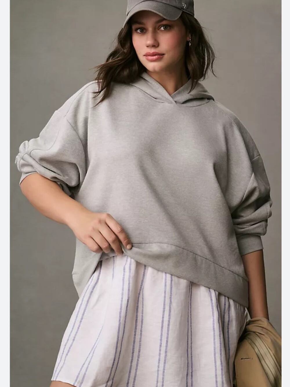 Pilcro Anthropologie Hooded Long Sleeve Sweatshirt Twofer Mini Dress Gray Small